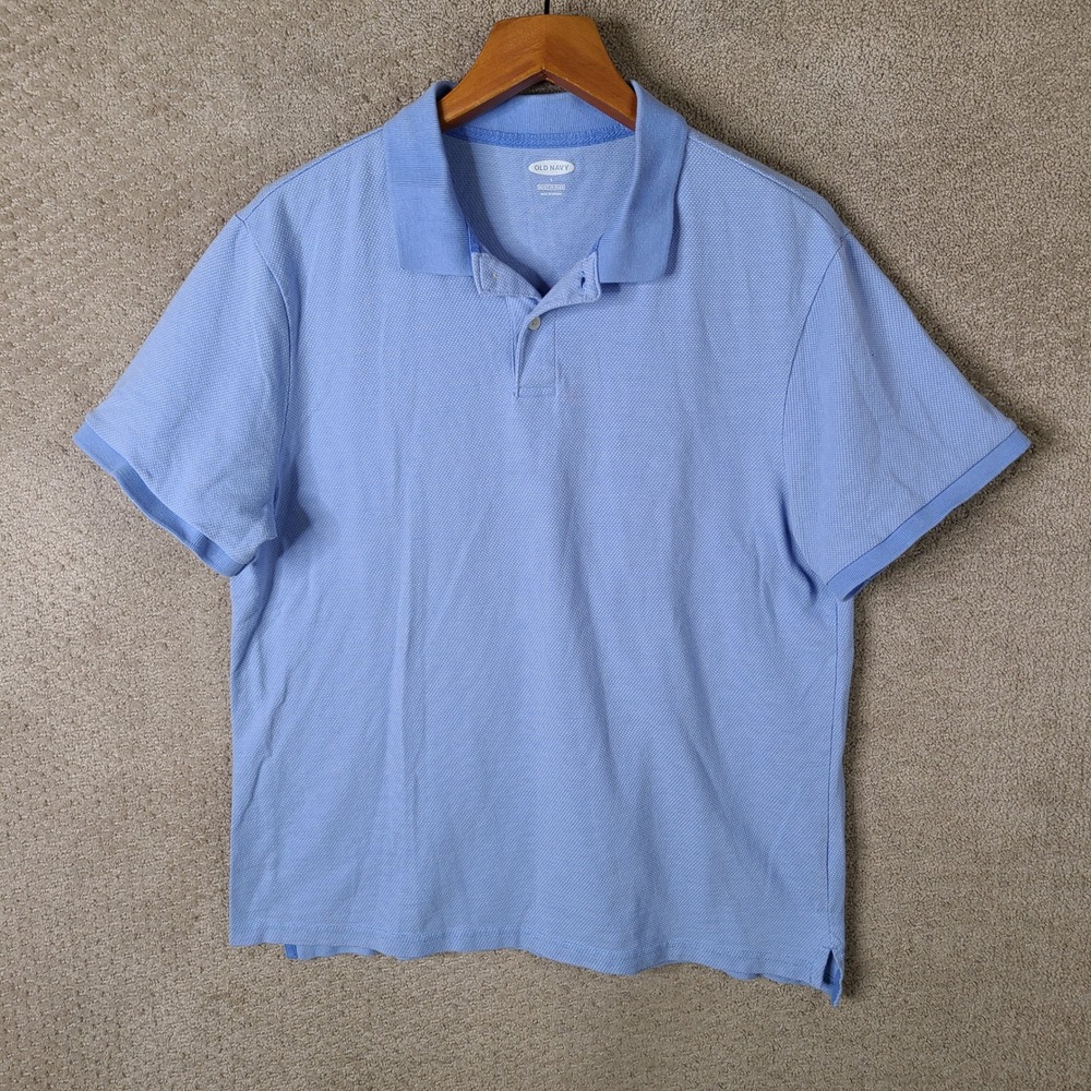 Old Navy Shirt‎ Mens L Blue Polo Built-In Flex Cotton Blend Short Sleeve Casual